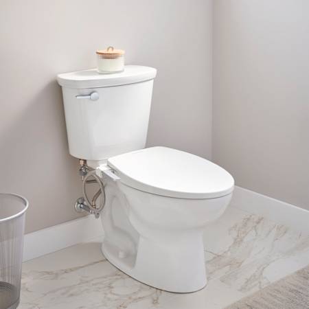American Standard Cadet Pro Elongated Two-Piece Toilet with EverClean Surface, PowerWash Rim and Chair Height Bowl + AquaWash Elongated Soft Close Bidet Seat White